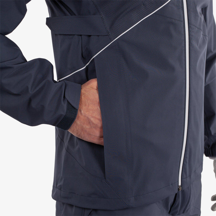 Ames is a Waterproof golf jacket for Men in the color Navy/White(4)