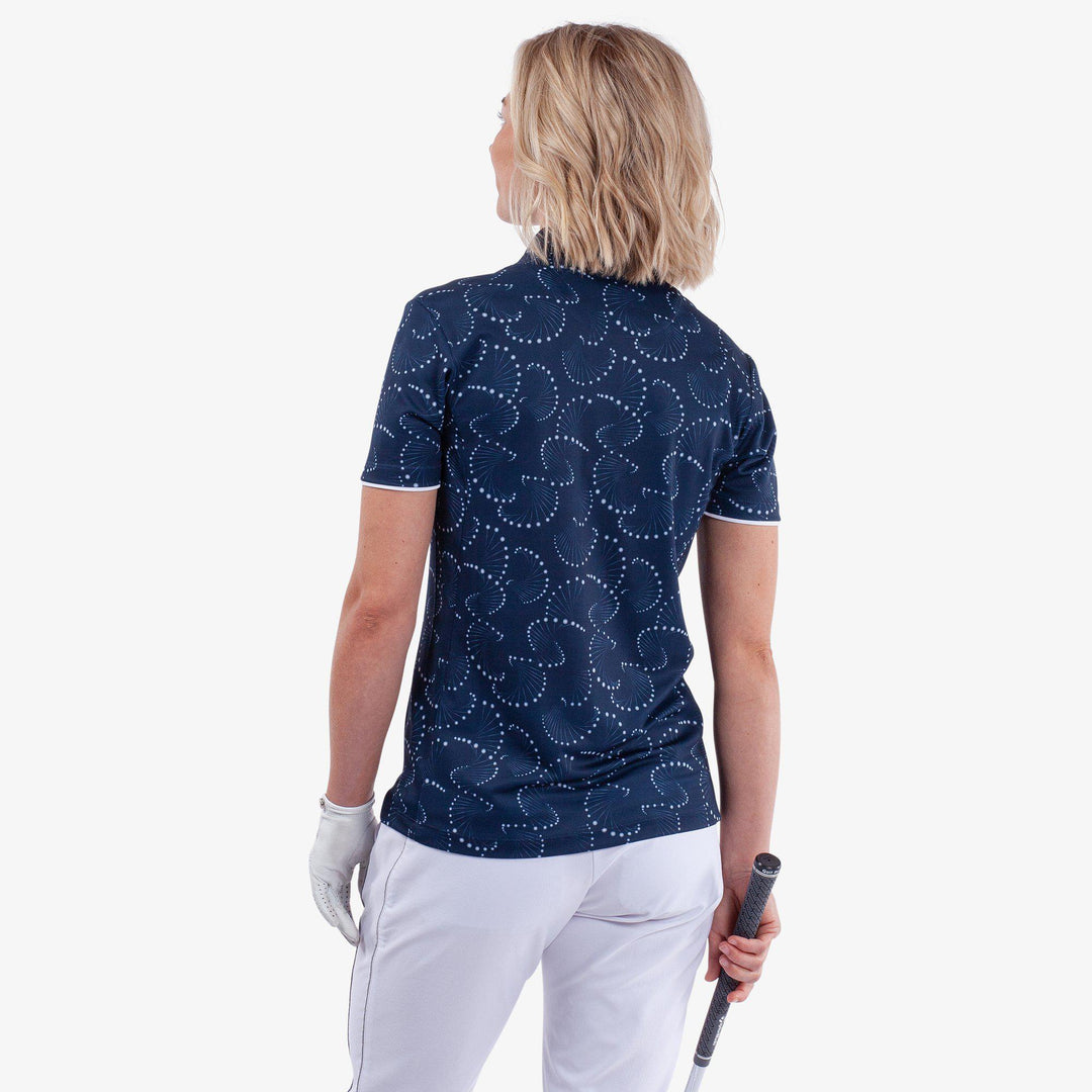 Mandy is a Breathable short sleeve golf shirt for Women in the color Navy/White(4)