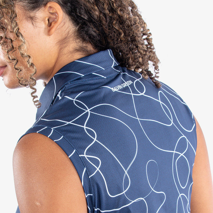 Margie is a BREATHABLE SLEEVELESS GOLF SHIRT for Women in the color Navy/White(5)