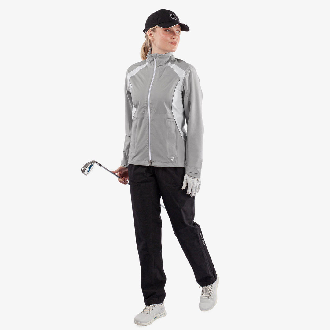 Amy is a Waterproof golf jacket for Women in the color Cool Grey/White(2)