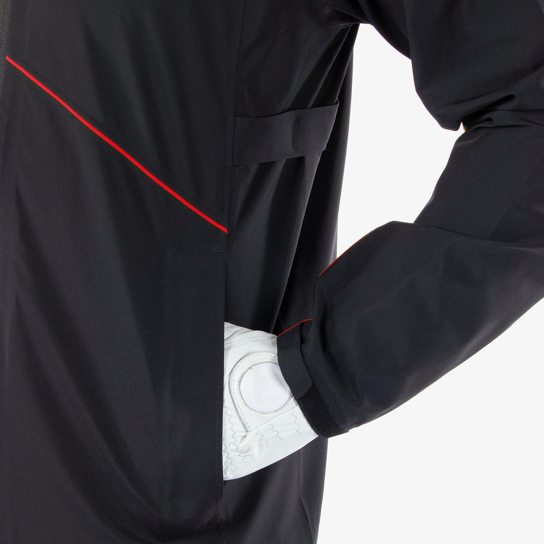 Apollo  is a Waterproof golf jacket for Men in the color Black/Red(4)