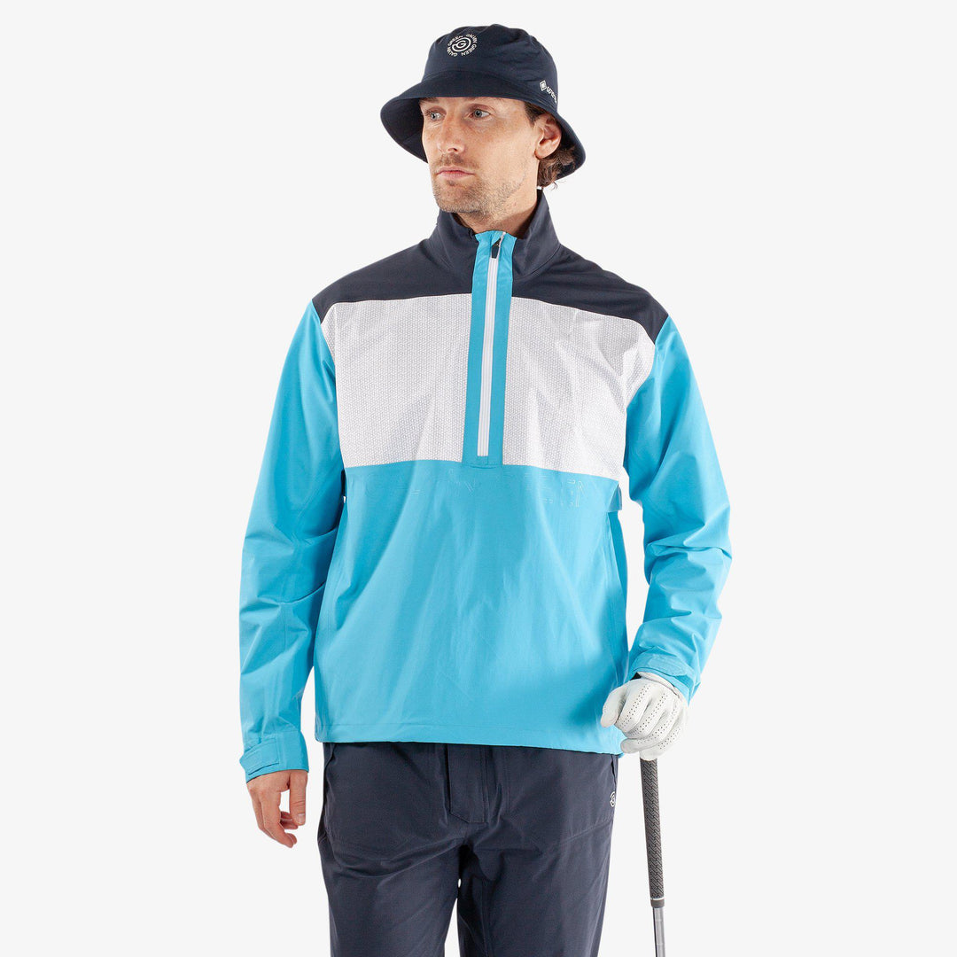 Ashford is a Waterproof golf jacket for Men in the color Aqua/Navy/White(1)