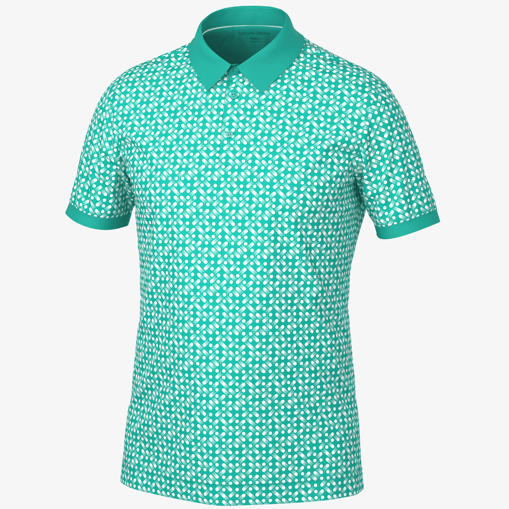 Melvin is a Breathable short sleeve golf shirt for Men in the color Atlantis Green/White(0)