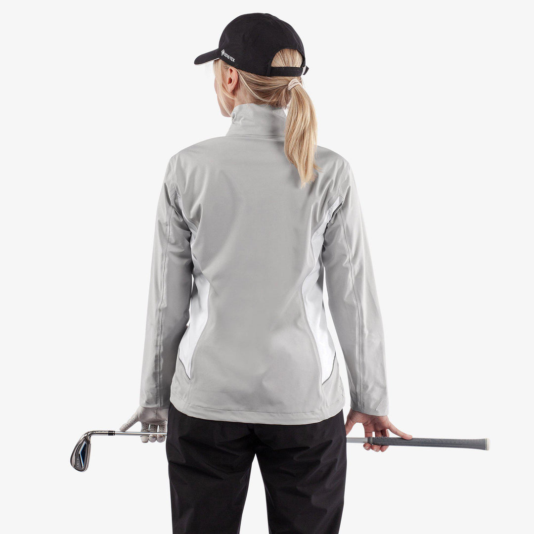 Amy is a Waterproof golf jacket for Women in the color Cool Grey/White(5)