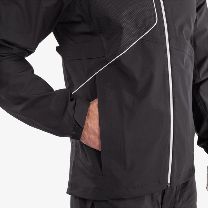 Ames is a Waterproof golf jacket for Men in the color Black/White(3)