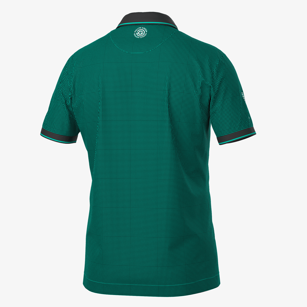 Miller is a Breathable short sleeve golf shirt for Men in the color Black/Atlantis Green(7)