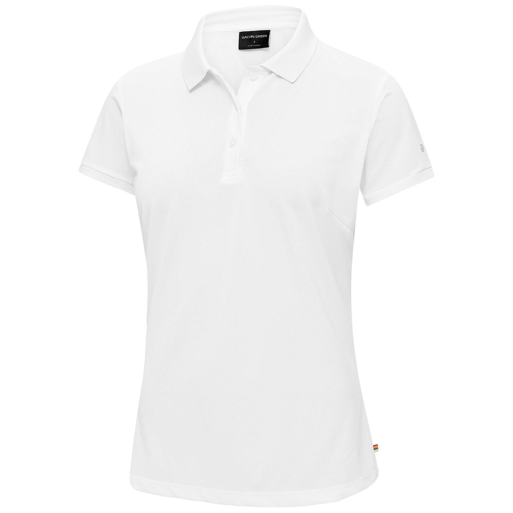 Mireya is a Breathable short sleeve golf shirt for Women in the color White(0)