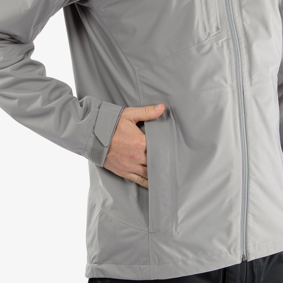 Amos is a Waterproof golf jacket for Men in the color Sharkskin(6)