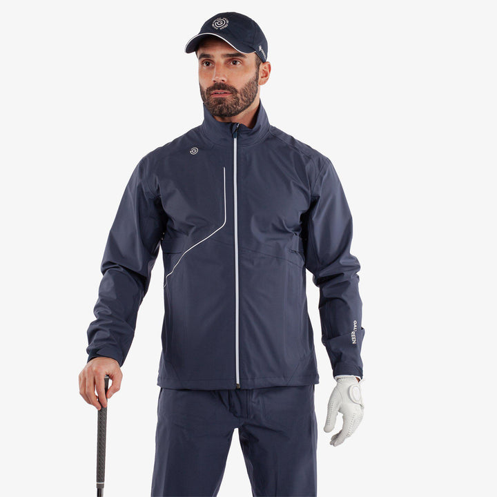 Ames is a Waterproof golf jacket for Men in the color Navy/White(1)