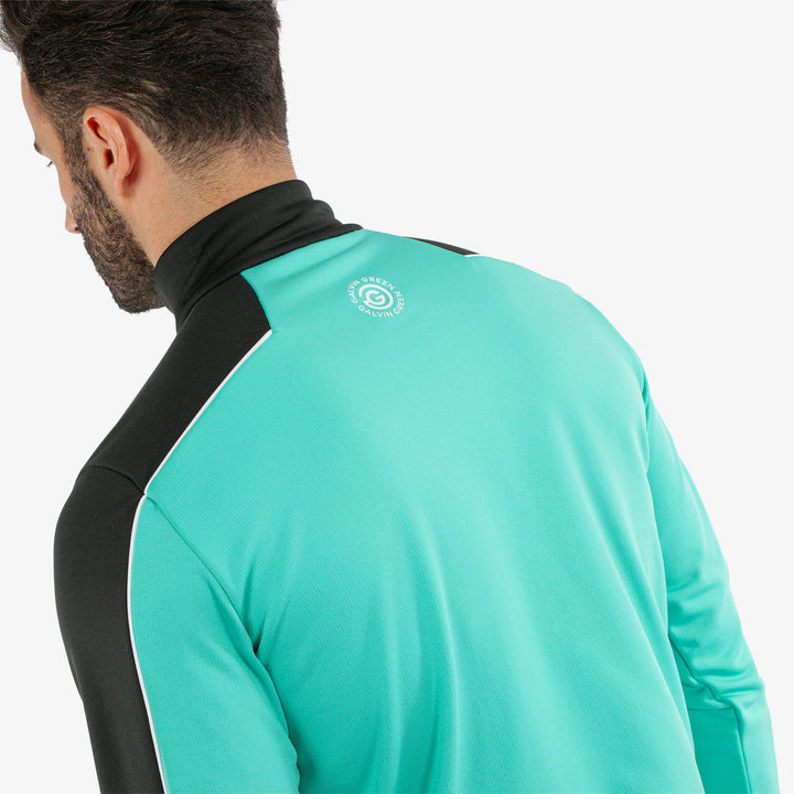 Dave is a Insulating golf mid layer for Men in the color Black/Atlantis Green(5)