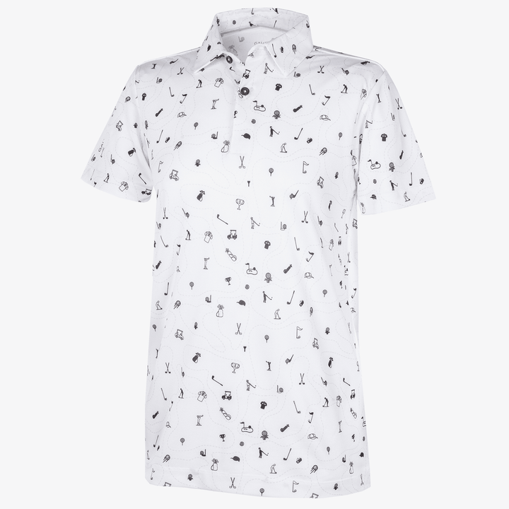 Rowan is a Breathable short sleeve golf shirt for Juniors in the color White/Black(0)