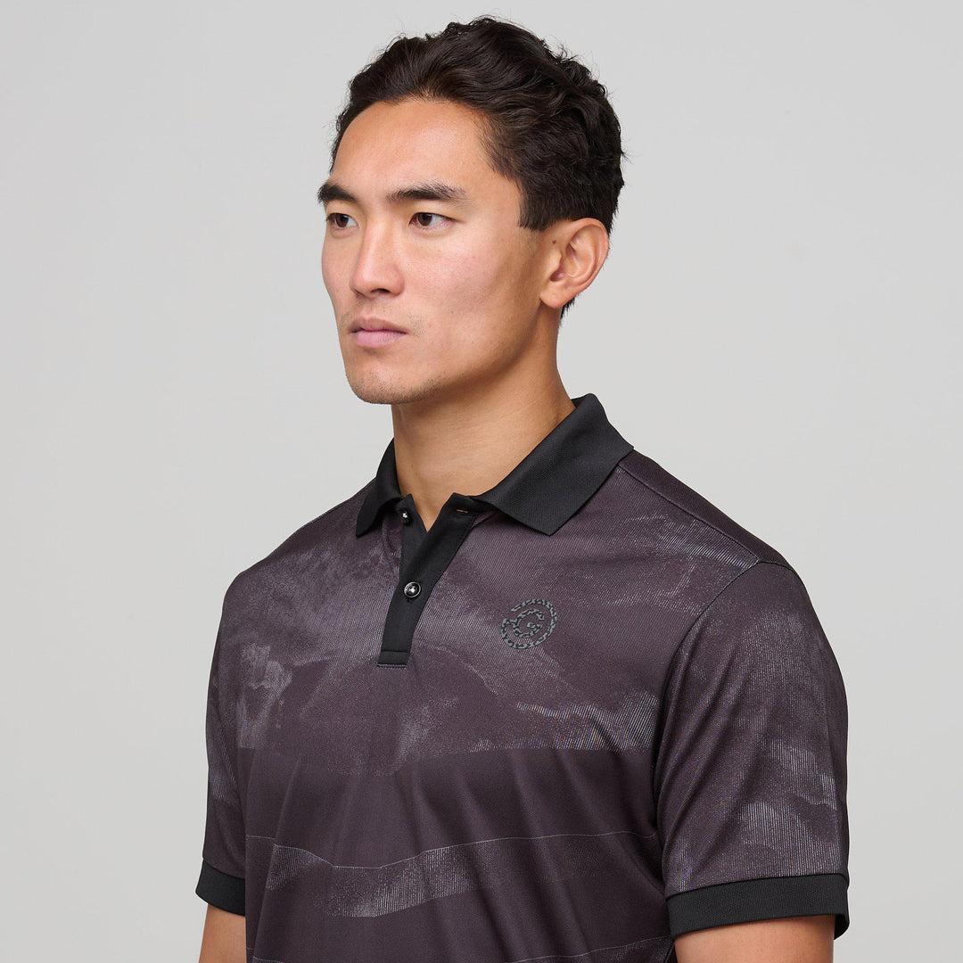 Mirza is a Breathable short sleeve golf shirt for Men in the color Black(3)