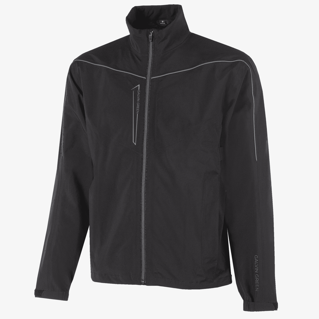 Armstrong solids is a Waterproof golf jacket for Men in the color Black/Sharkskin(0)