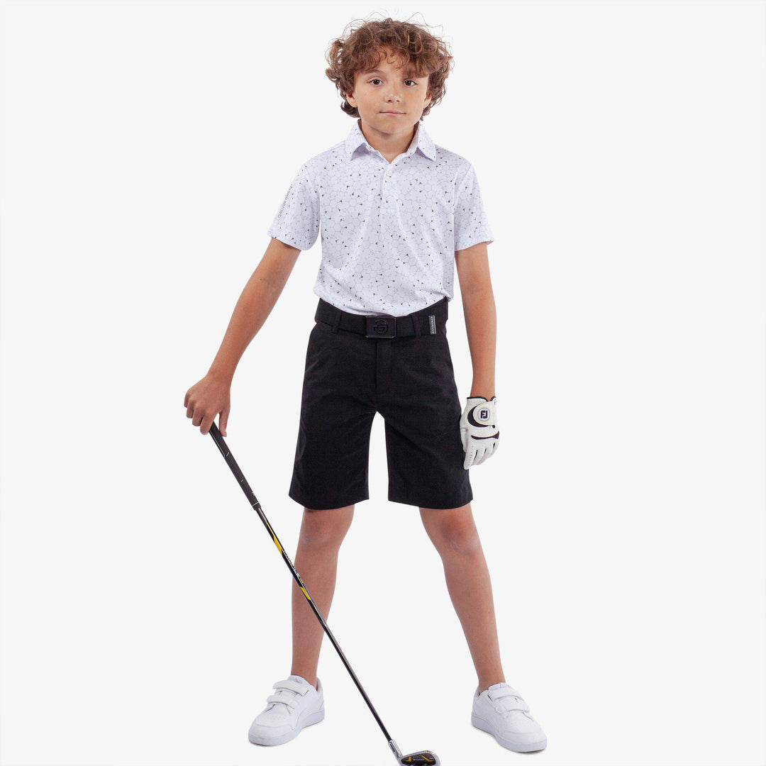 Rocco is a Breathable short sleeve golf shirt for Juniors in the color White/Cool Grey(2)