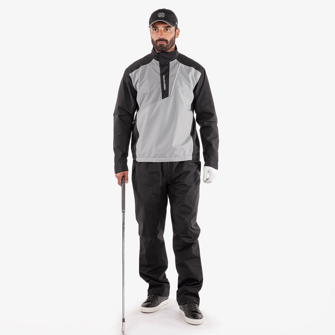 Axley is a Waterproof golf jacket for Men in the color Black/Sharkskin(2)