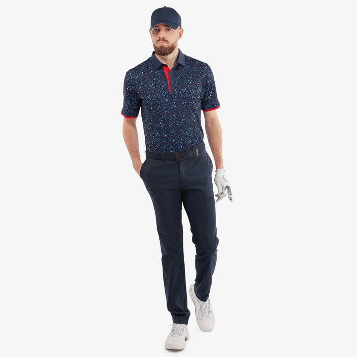 Mannix is a Breathable short sleeve golf shirt for Men in the color Navy/Red(2)