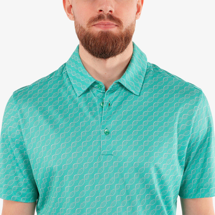 Marcus is a Breathable short sleeve golf shirt for Men in the color Atlantis Green(3)