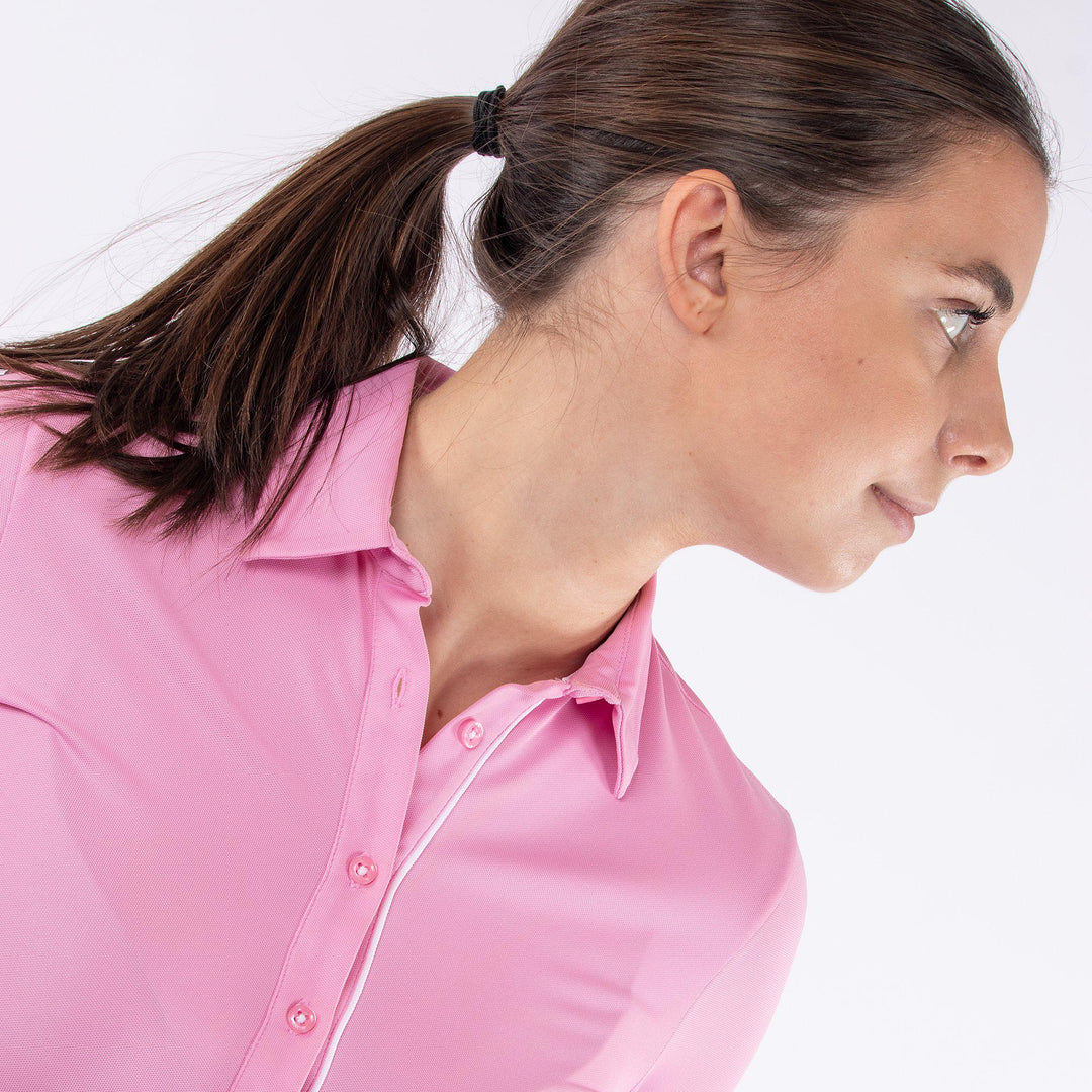 Marissa is a Breathable short sleeve golf shirt for Women in the color Amazing Pink(5)