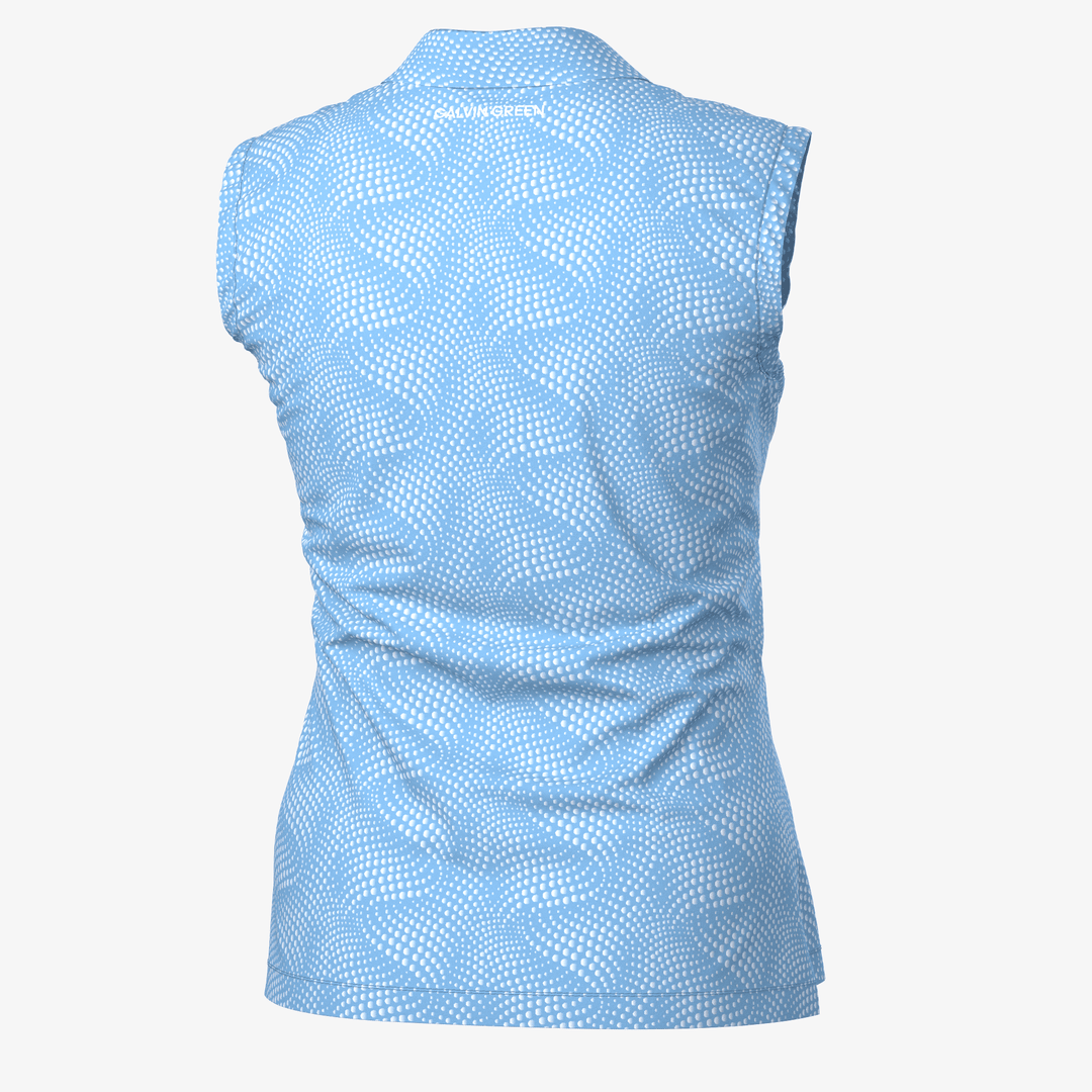 Minnie is a BREATHABLE SLEEVELESS GOLF SHIRT for Women in the color Alaskan Blue/White(8)