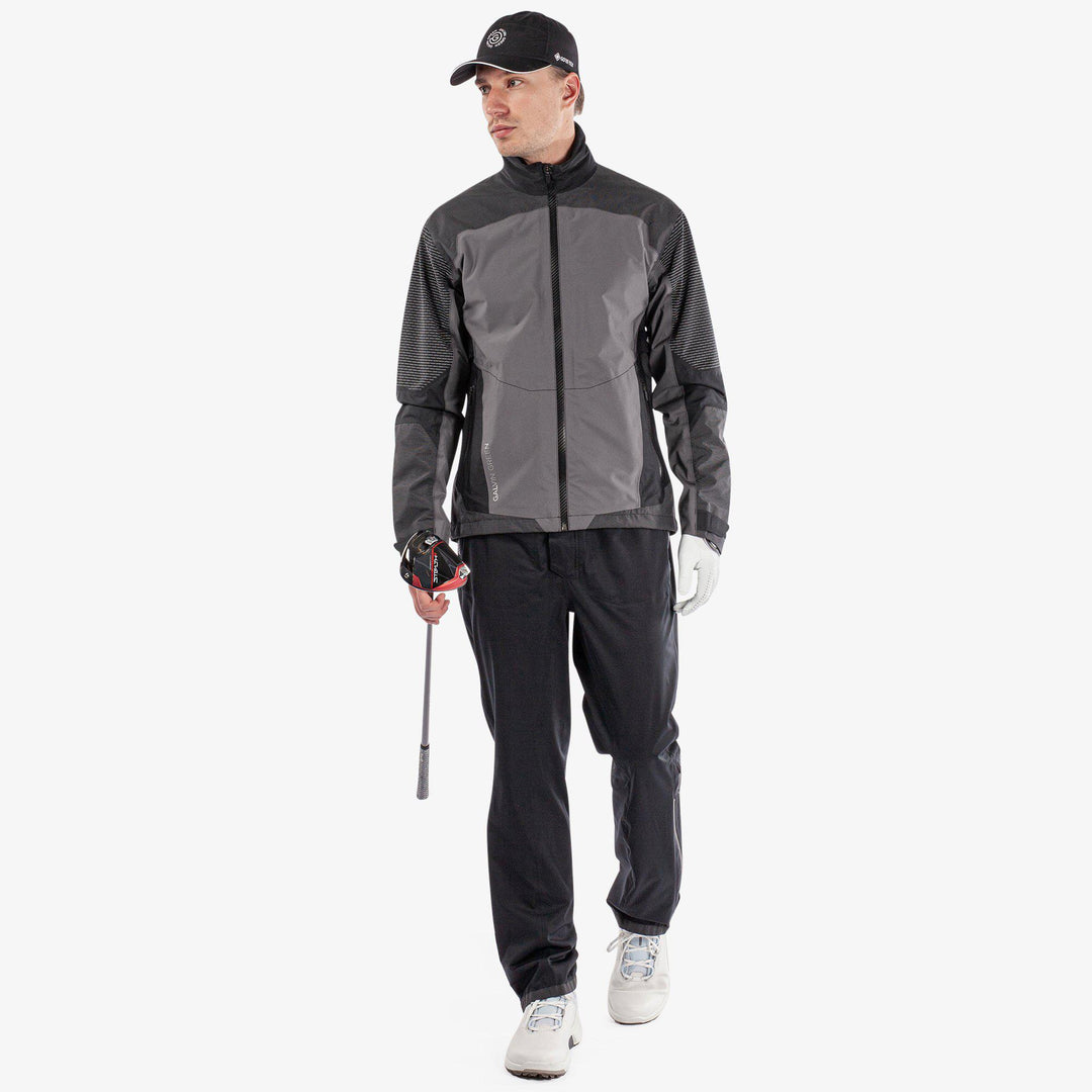 Alister is a Waterproof golf jacket for Men in the color Forged Iron/Black (2)