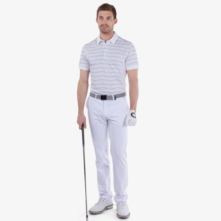Merlin is a Breathable short sleeve golf shirt for Men in the color White/Cool Grey(2)