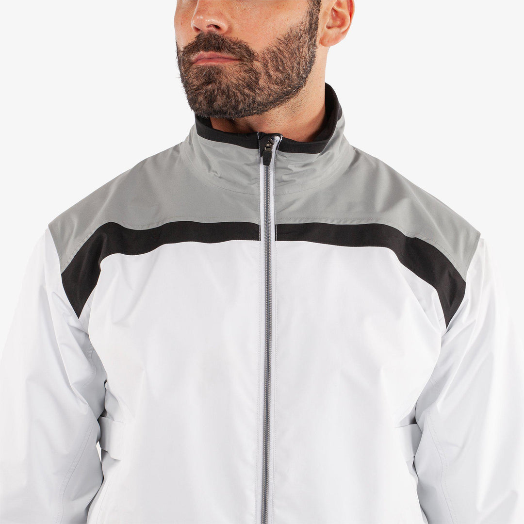 Anton is a Waterproof golf jacket for Men in the color White/Sharkskin(3)