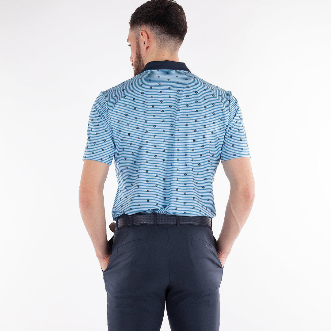 Monty is a Breathable short sleeve golf shirt for Men in the color Blue Bell(2)