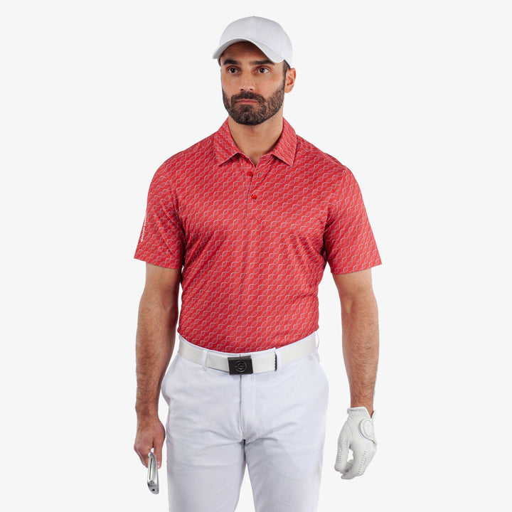 Marcus is a Breathable short sleeve golf shirt for Men in the color Red(1)