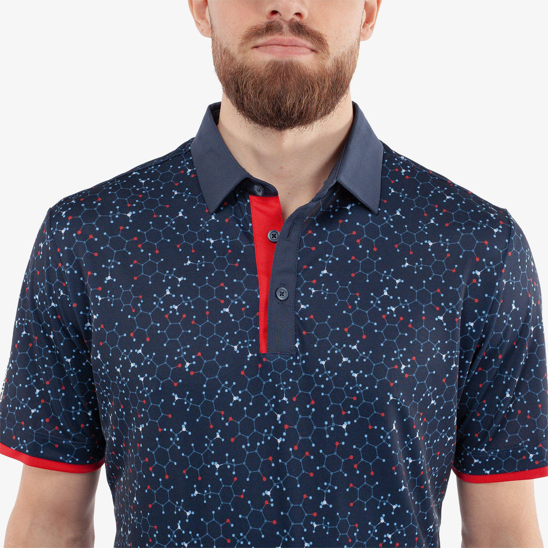 Mannix is a Breathable short sleeve golf shirt for Men in the color Navy/Red(3)