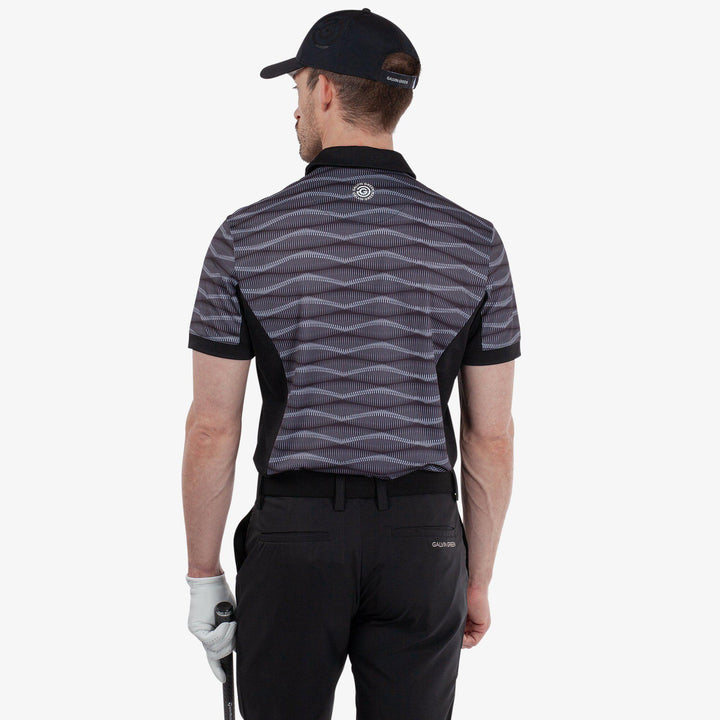 Merlin is a Breathable short sleeve golf shirt for Men in the color Black/Sharkskin(3)