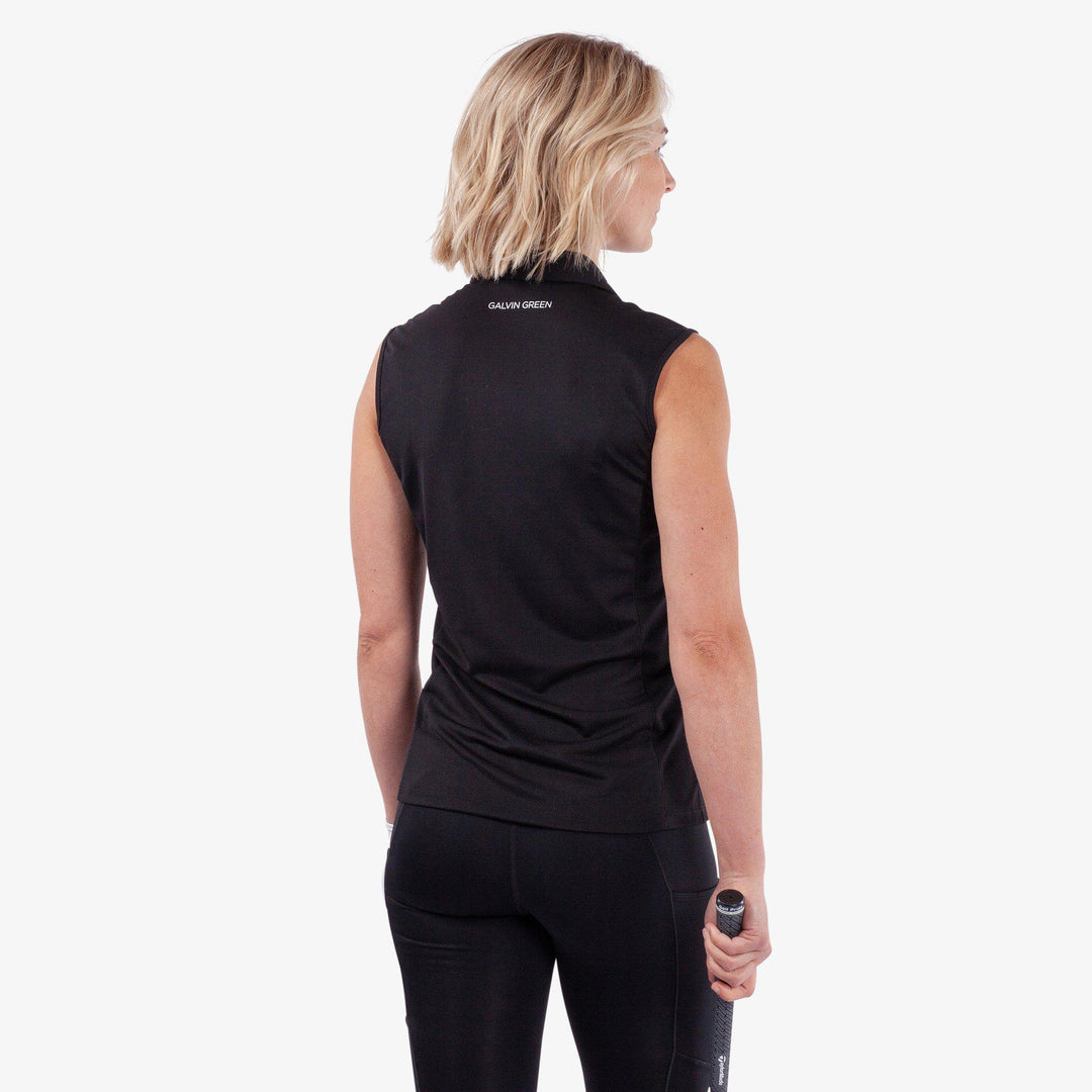 Meg is a Breathable short sleeve golf shirt for Women in the color Black/White(4)