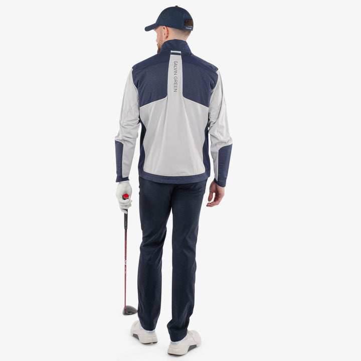 Layton is a Windproof and water repellent golf jacket for Men in the color Cool Grey/Navy(9)