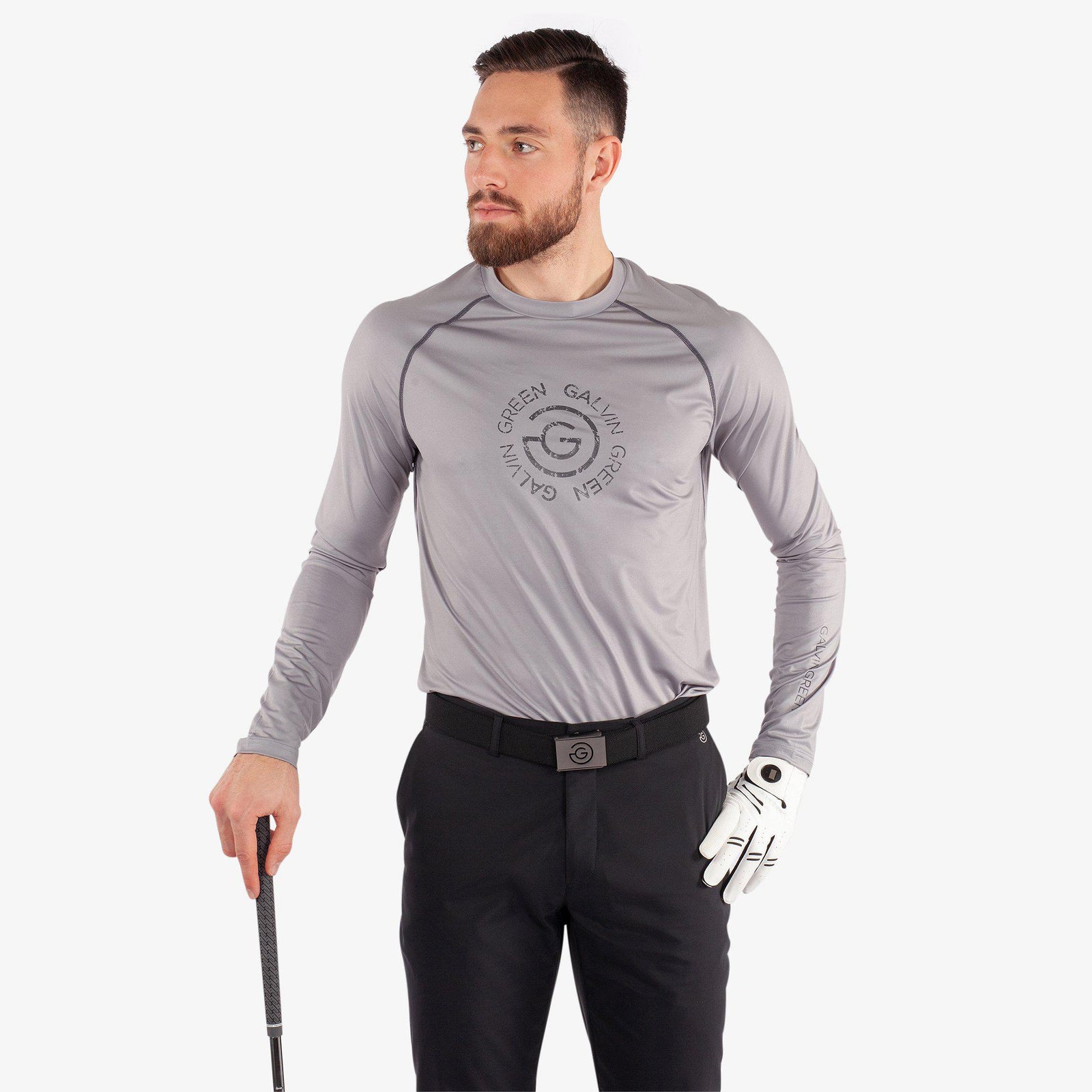 Enzo is a UV protection golf top for Men in the color Sharkskin/Granite Grey(1)