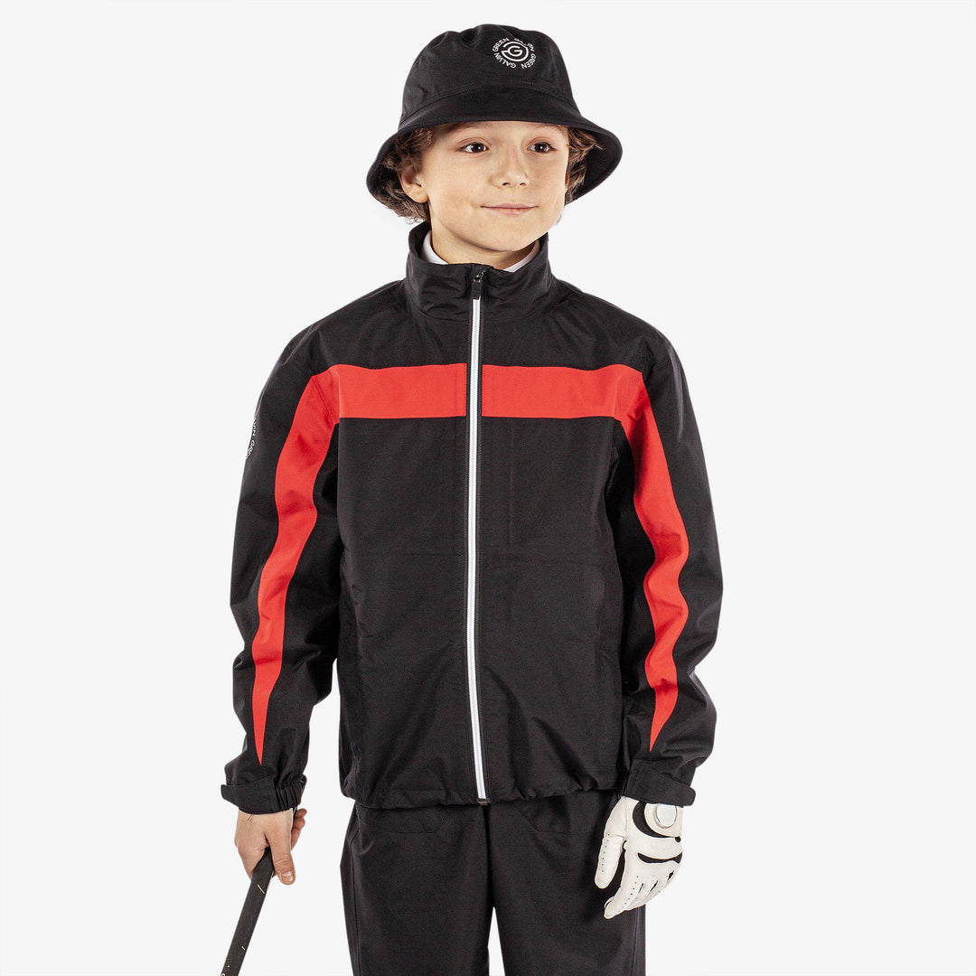 Robert is a Waterproof golf jacket for Juniors in the color Black/Red(1)