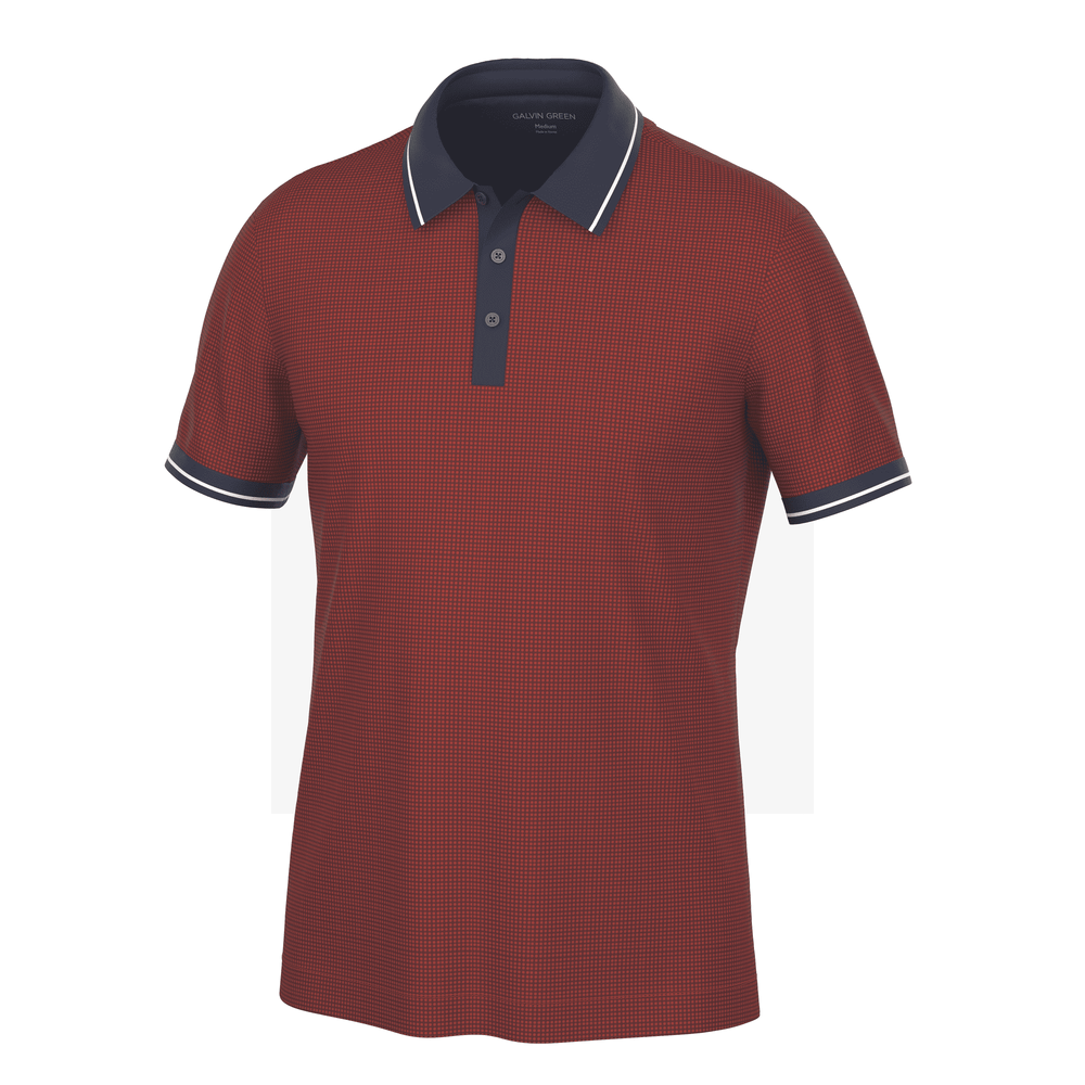 Miller is a Breathable short sleeve golf shirt for Men in the color Red/Navy(0)