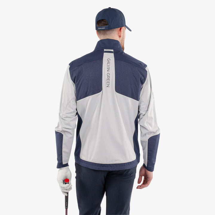 Layton is a Windproof and water repellent golf jacket for Men in the color Cool Grey/Navy(7)