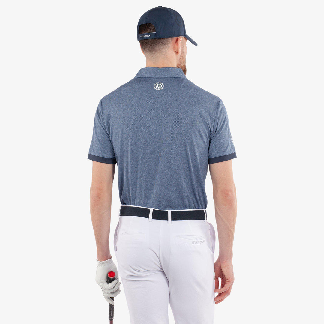 Mikel is a Breathable short sleeve golf shirt for Men in the color Navy(6)