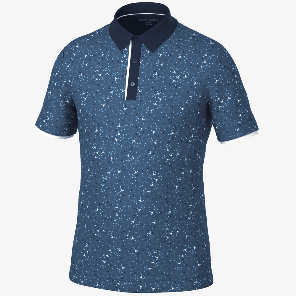 Mannix is a Breathable short sleeve golf shirt for Men in the color Blue/Navy(0)