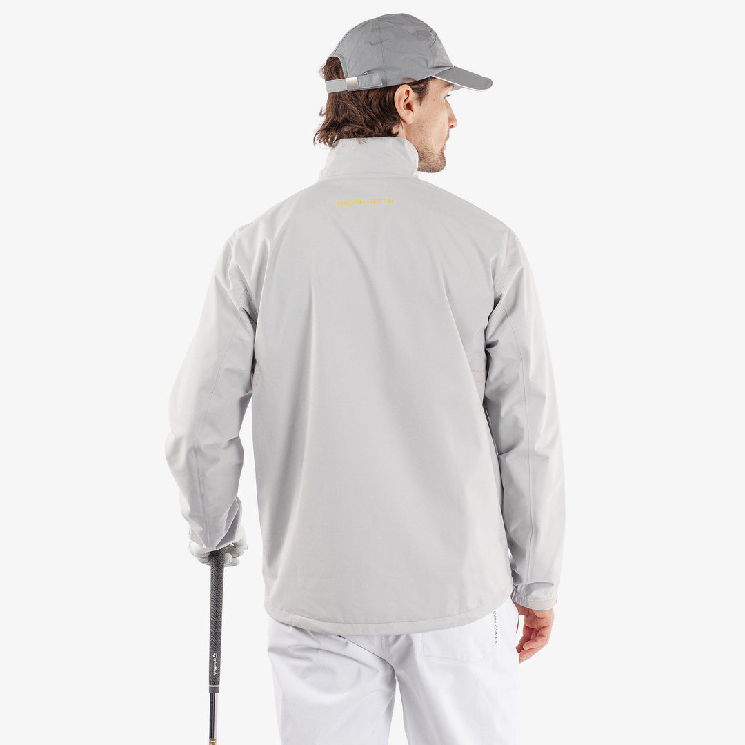 Apollo  is a Waterproof golf jacket for Men in the color Cool Grey/Sharkskin/Yellow(4)