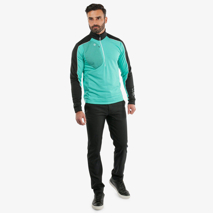 Dave is a Insulating golf mid layer for Men in the color Black/Atlantis Green(2)