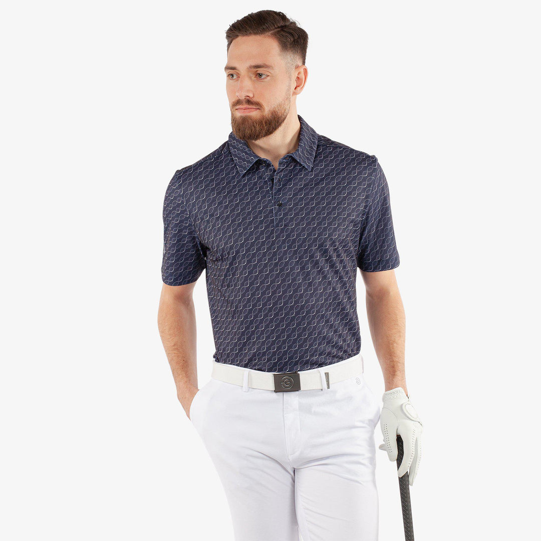 Marcus is a Breathable short sleeve golf shirt for Men in the color Navy(1)