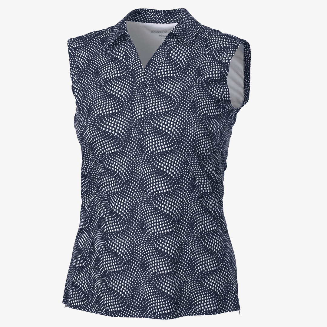 Minnie is a BREATHABLE SLEEVELESS GOLF SHIRT for Women in the color Navy/White(0)