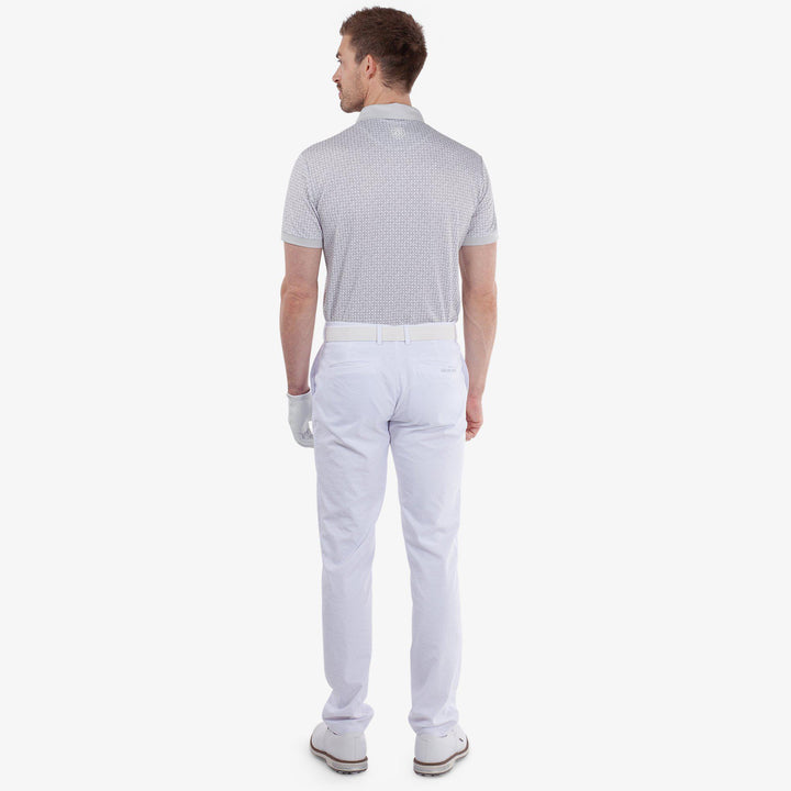 Melvin is a Breathable short sleeve golf shirt for Men in the color Cool Grey/White(6)