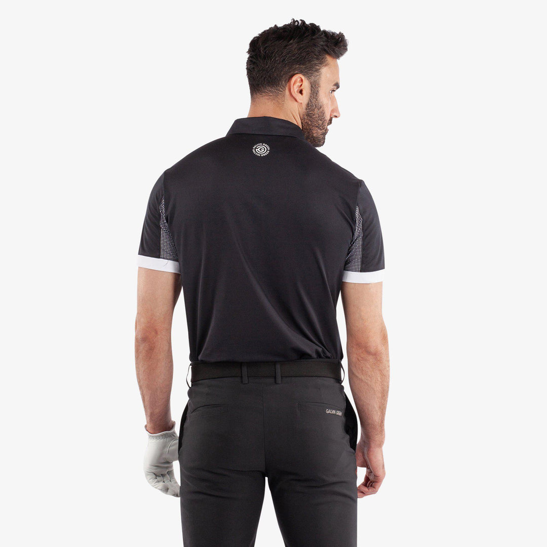 Mills is a Breathable short sleeve golf shirt for Men in the color Black/White(4)
