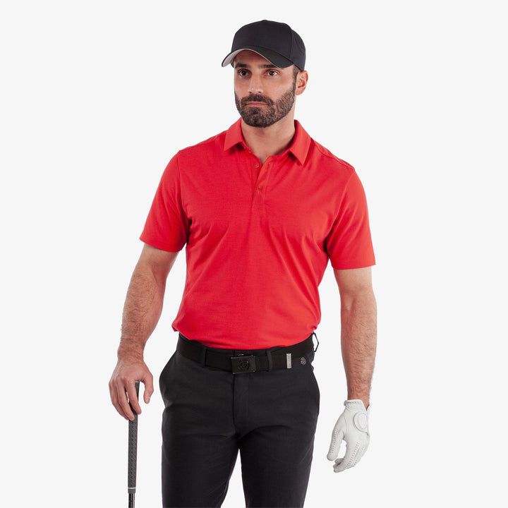 Marcelo is a Breathable short sleeve golf shirt for Men in the color Red(1)