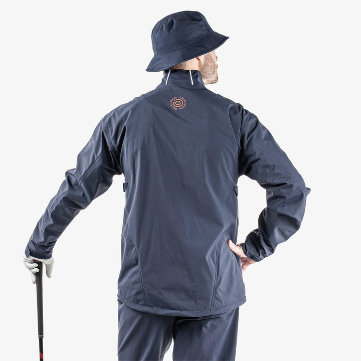 Albert is a Waterproof golf jacket for Men in the color White/Navy/Orange(6)
