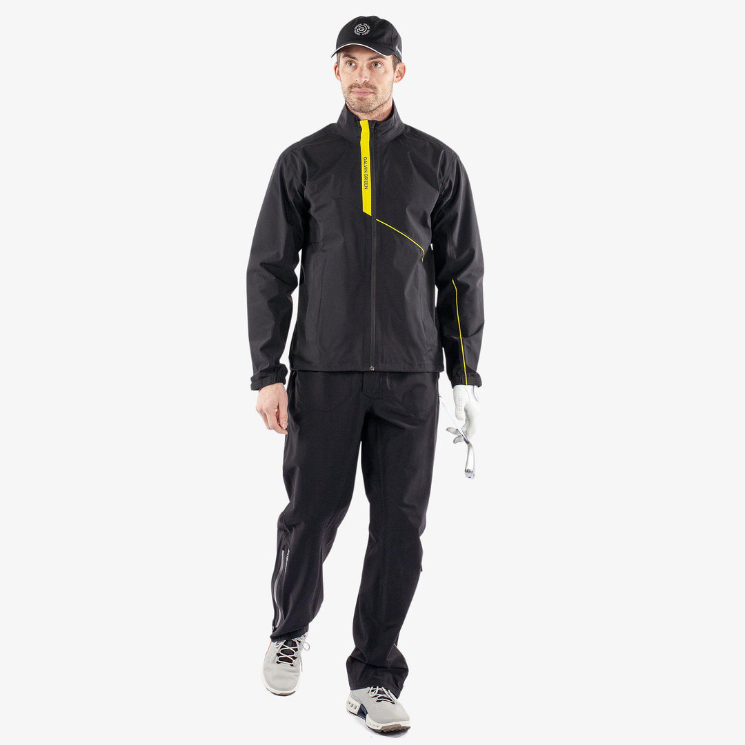 Apollo  is a Waterproof golf jacket for Men in the color Black/Sunny Lime(3)