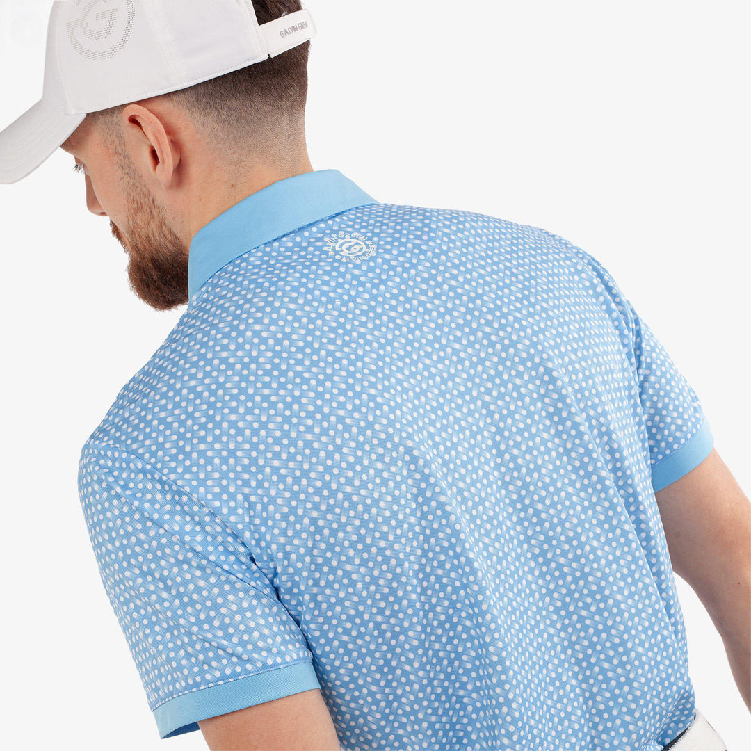 Melvin is a Breathable short sleeve golf shirt for Men in the color Alaskan Blue/White(5)