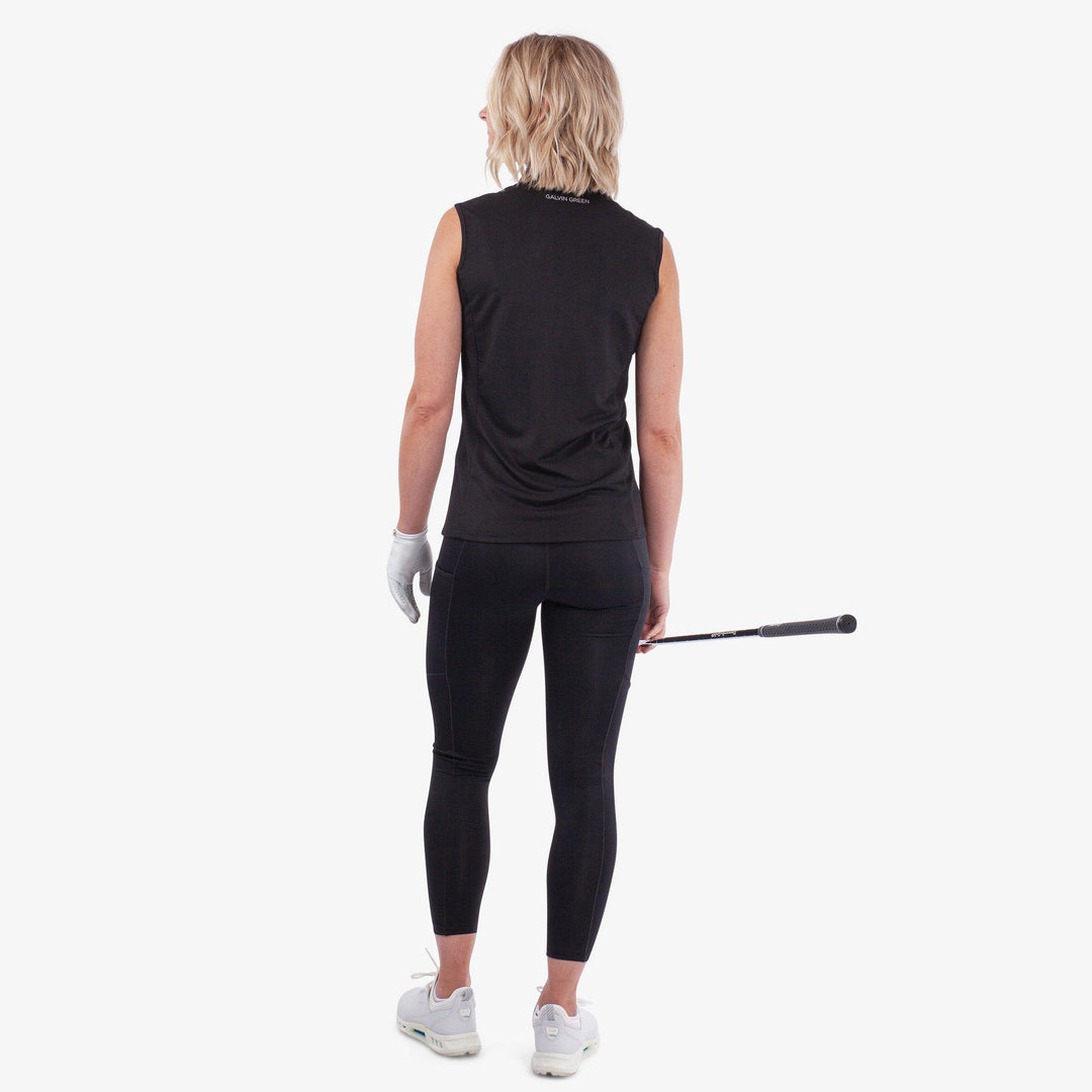 Meg is a Breathable short sleeve golf shirt for Women in the color Black/White(6)