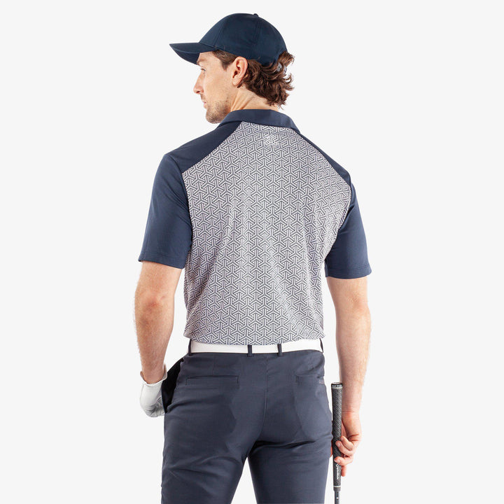 Mile is a Breathable short sleeve golf shirt for Men in the color Navy/Cool Grey(4)